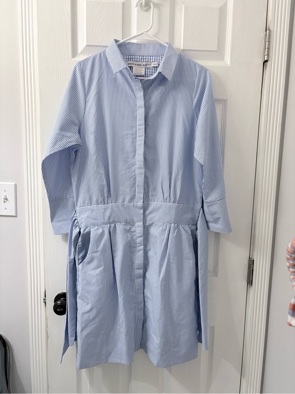 Gretchen Scott Designs Blue & White Striped Shirt Dress - Picture 2 of 5